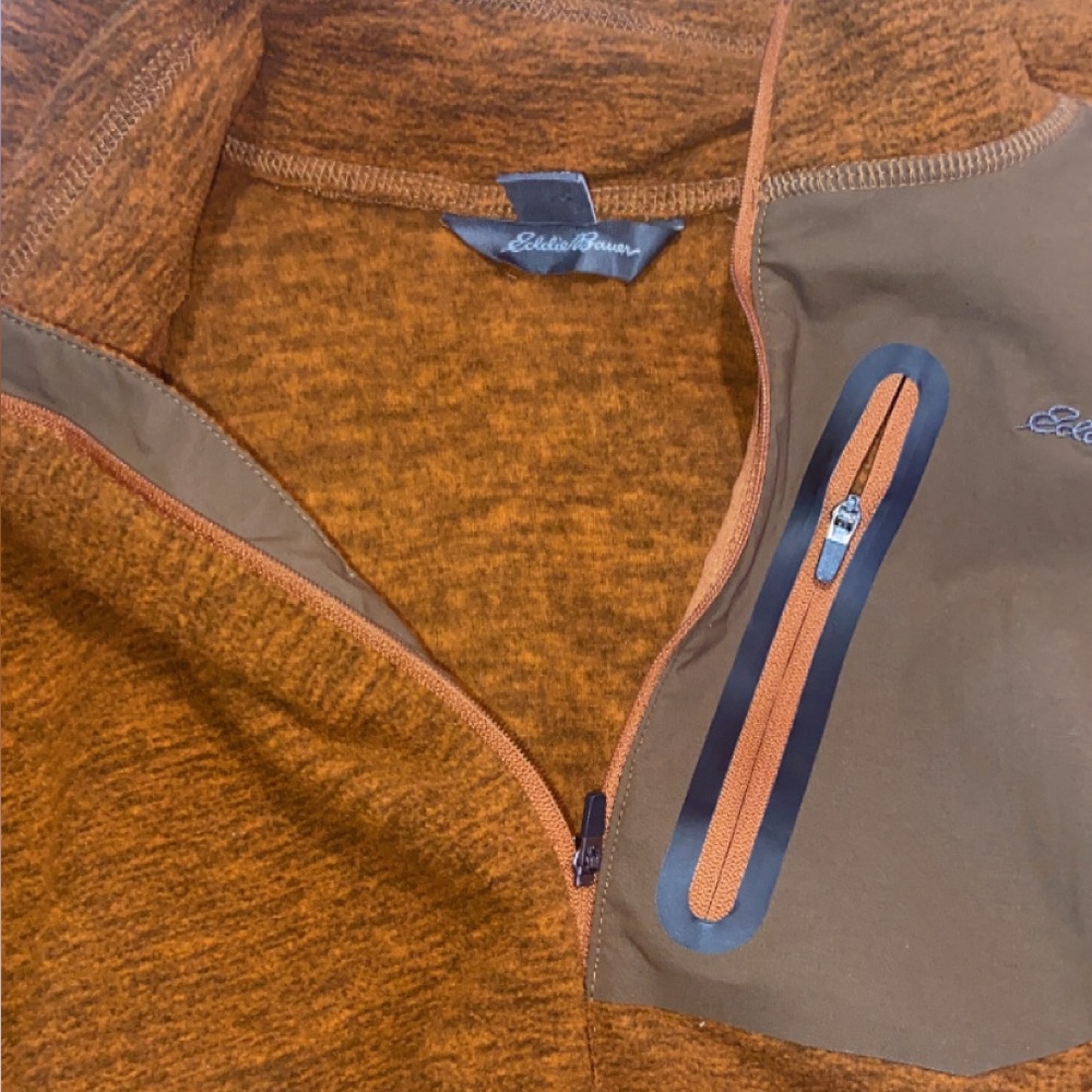 Columbia Burnt Orange Quarter-Zip Pullover with Olive Chest Pocket - Picture 2 of 3